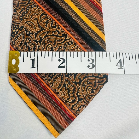 Louis Dell'Olio Men's Designer Paisley Repp 100% Silk Striped Necktie Italy - Picture 4 of 5
